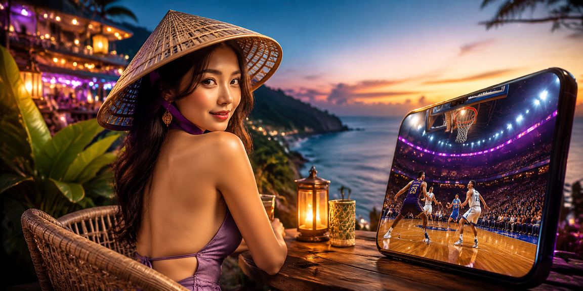 Người hâm mộ thể thao tại Sapa đội nón lá theo dõi cá cược bóng rổ trên điện thoại